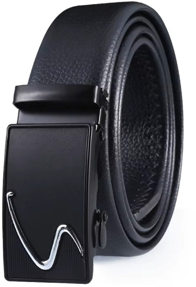 Riem - Zonder gaatjes - Zwart met zilver - Automatische sluiting - Lengte 125 cm