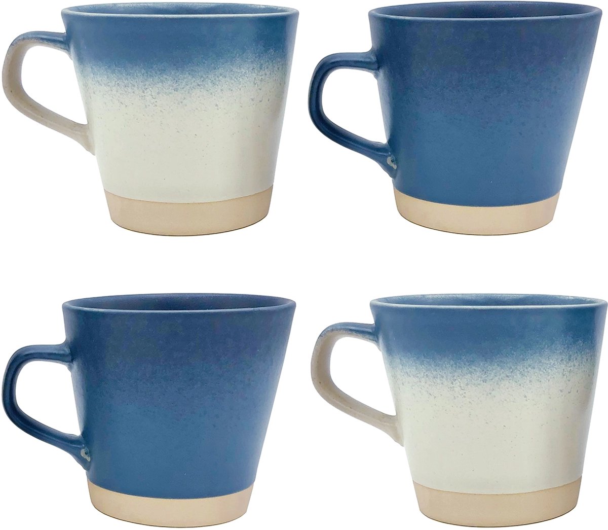 Lavandoux - Mokken - Steengoed - Blauw en Crème - 350 ml - set van 4