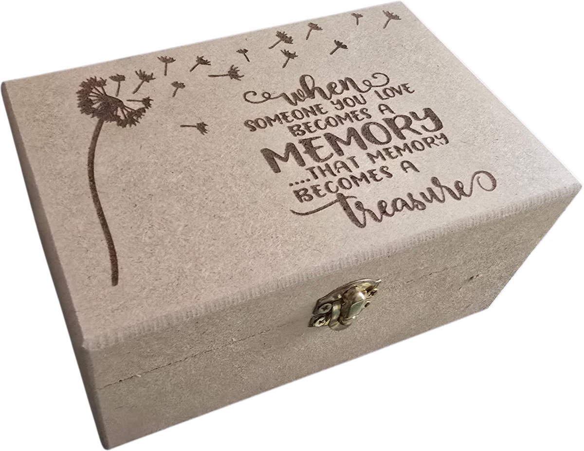Memory box/ Herdenkingskistje Medium 15x10x7 cm. [herinneringskistje] - [bewaardoosje] - [rouwcadeau]
