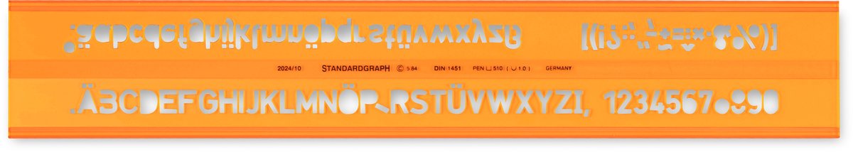 Lettersjabloon Standardgraph H-profiel vetgedrukt, recht 10mm - SG-2024-10
