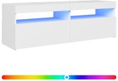 vidaXL Meuble TV - Meuble TV - 120 x 35 x 40 cm - Avec éclairage LED RVB - Wit - Bois d'ingénierie - Meuble