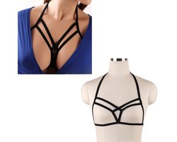 Sexy Vrouwen Harnas - Borsten Decolleté - Zwart - Cosplay Gothic Tuigje - One Size