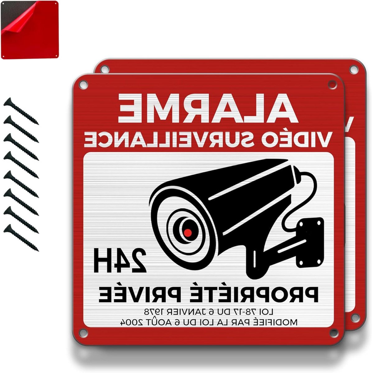 Videobewakingspanelen - Camerabewaking borden - Privé eigendom - Aluminium geborsteld - 15x15 cm - Zilver