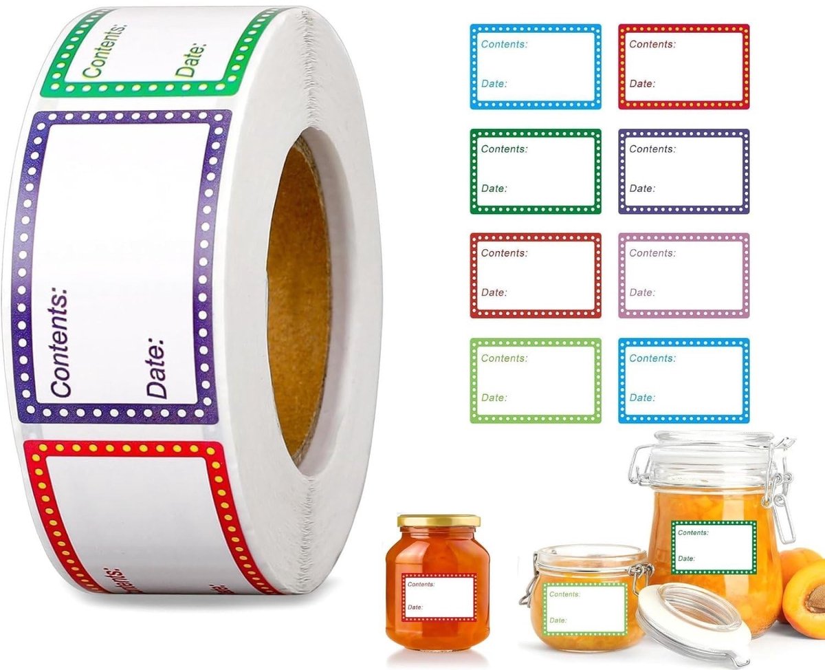 Allecto - Stuks Zelfklevende Labels 25 x 40 mm voor Voedsel en Opslag - Multikleur