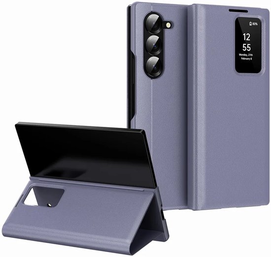 Étui adaptée pour Samsung Galaxy Z Fold 6 - Coque portefeuille Phonesta Smart View Window - Violet