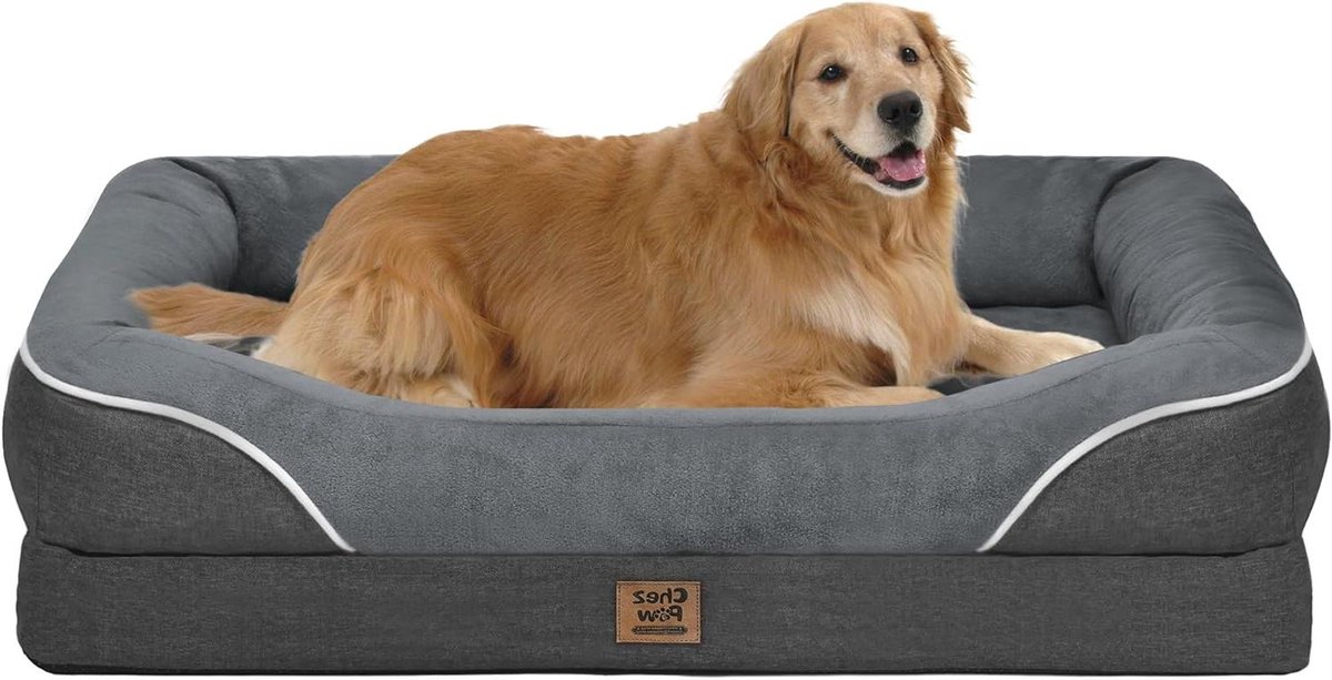 Orthopedisch Hondenbed - Hondenmand XL - Hondenrustplek - 360 graden ondersteuning - 107x76x19 cm - Donkergrijs
