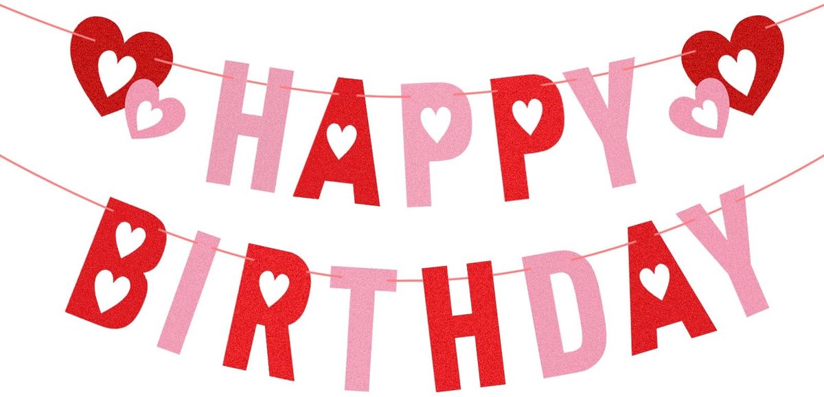 Glitter Verjaardagsbanner - Happy Valentine's Day Themed Decoraties