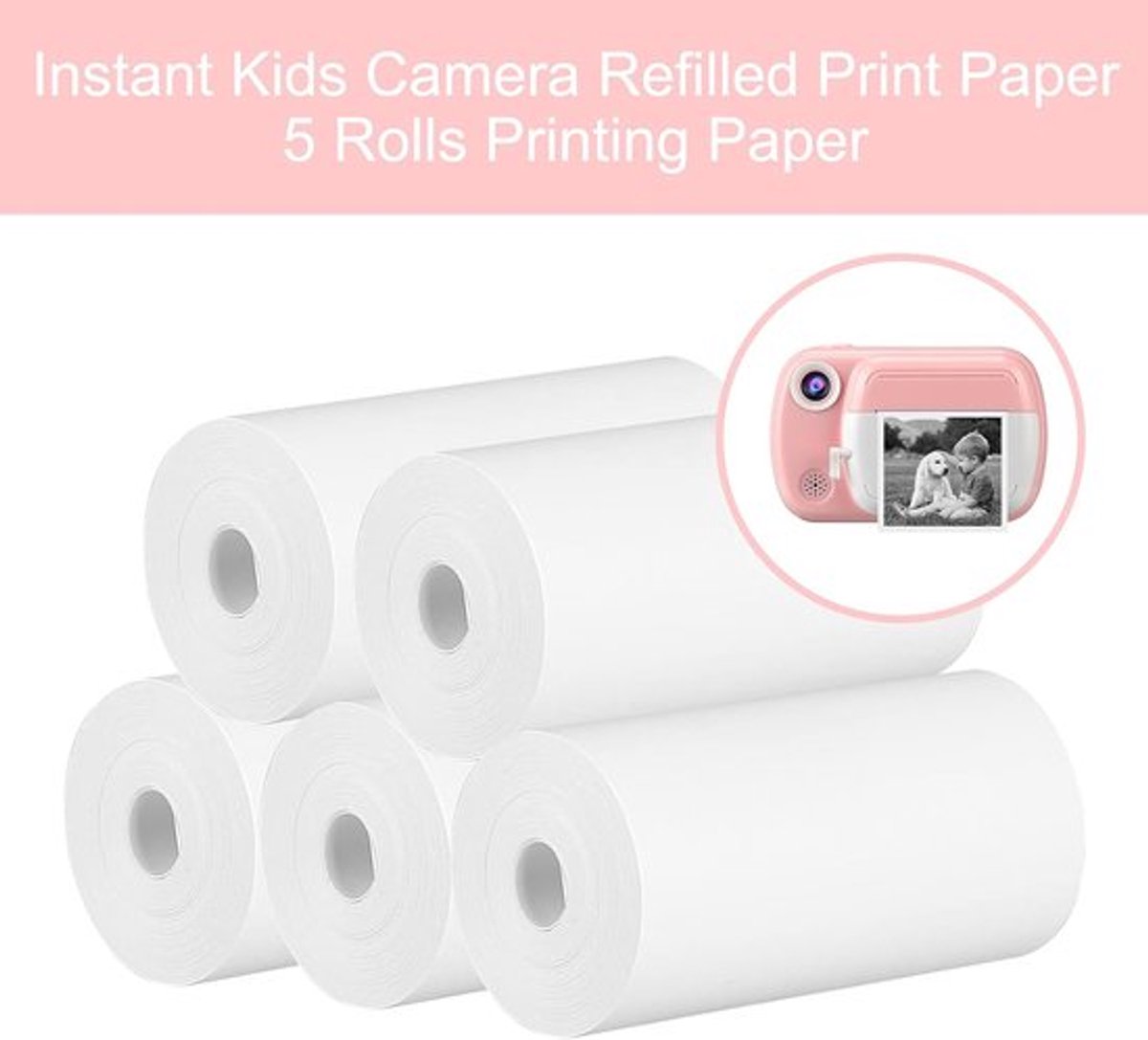 Thermisch Papier voor Kindercamera - Navulling Printrollen - Universeel (57mm x 30mm) - BPA Vrij & Wit - Set van 5 Rollen