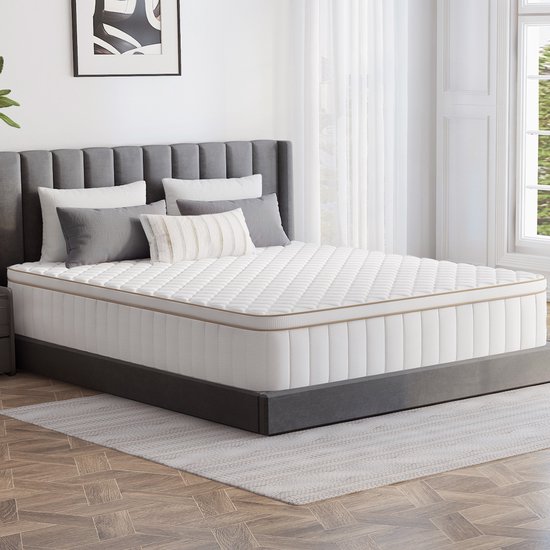 Fukstern Matras 160x200-25cm dik-Tweepersoonsmatrassen-7 zones-Anti-Allergische- Pocketvering Matras met 9-laags Composietstructuur