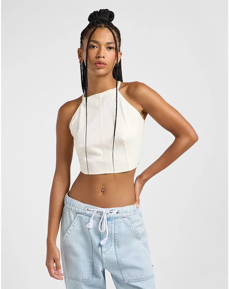 Lee Backle Slim Fit Top Zonder Mouwen M Vrouw Ecru Herringbone