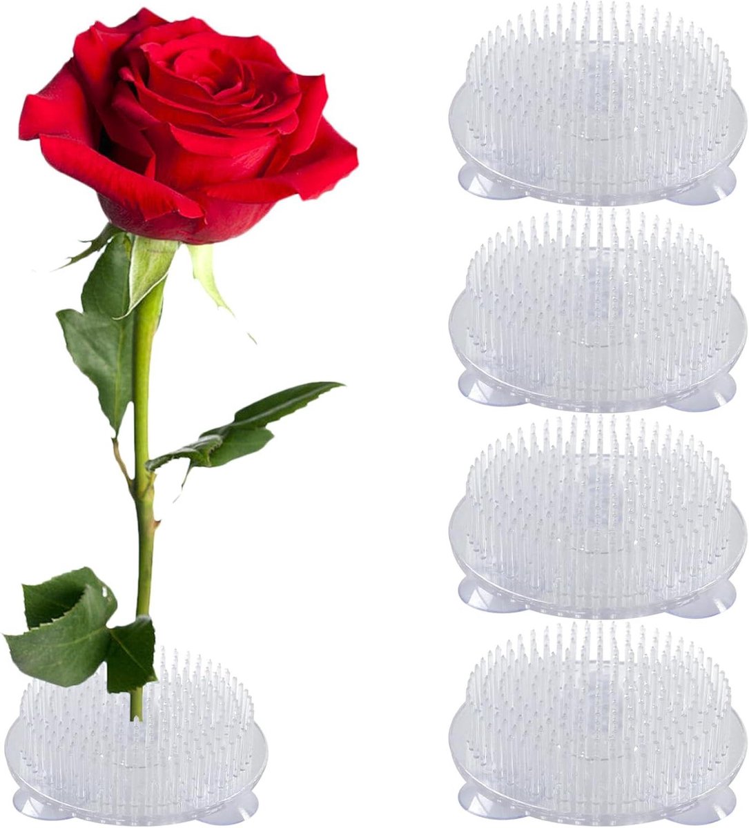 Bloemenhouder Set - Bloemschikken Tools - Bloemen Arrangeren - Met Zuignappen - 70mm Rond - Transparant