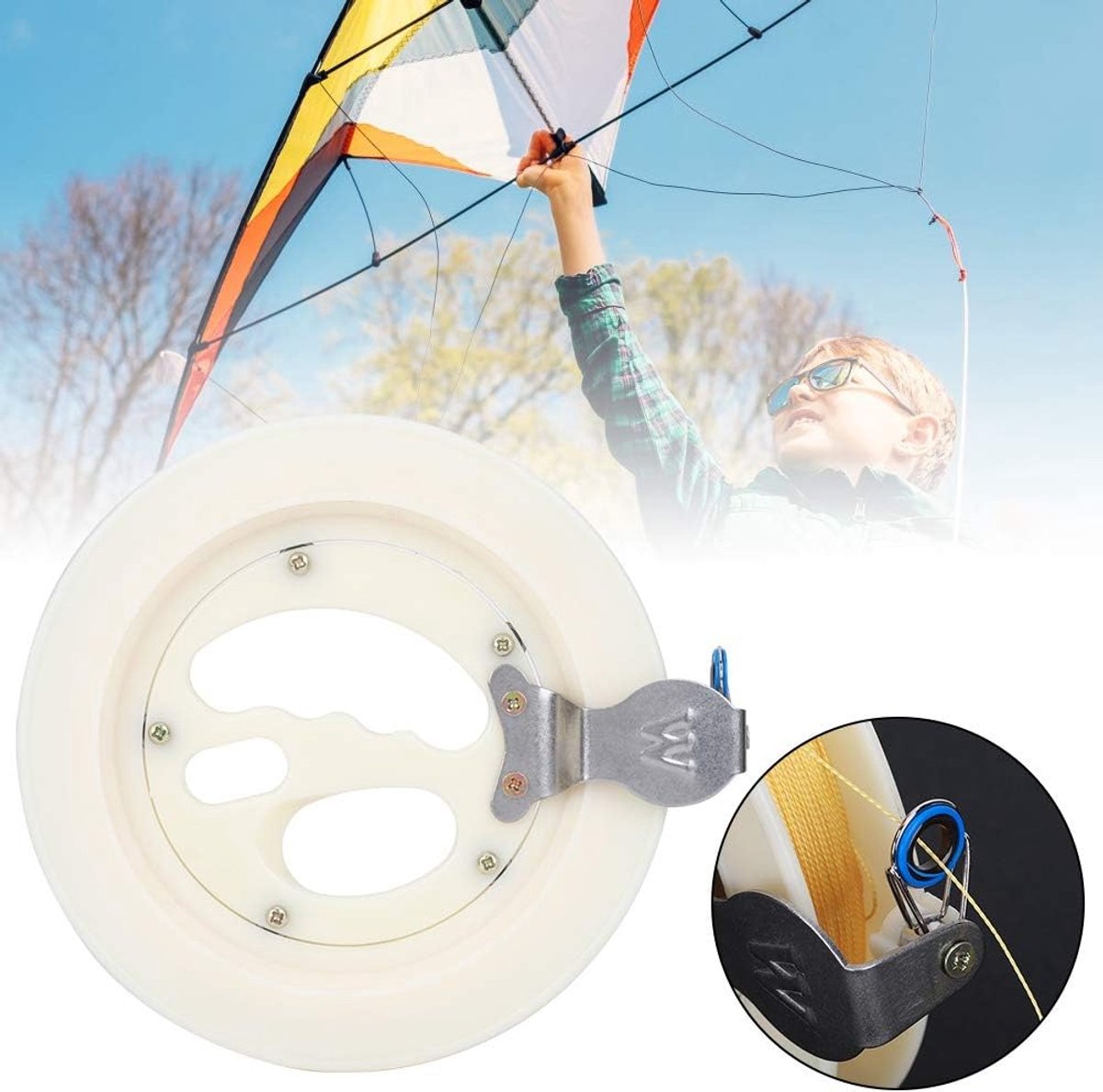Vliegermolen, lichtgewicht en duurzaam Plastic Outdoor Kite String Handle Reel Professionele mooie dynamische vliegerlijnwikkelmolen met 200m duurzame string Kite Release Tool Accessoires (18cm)