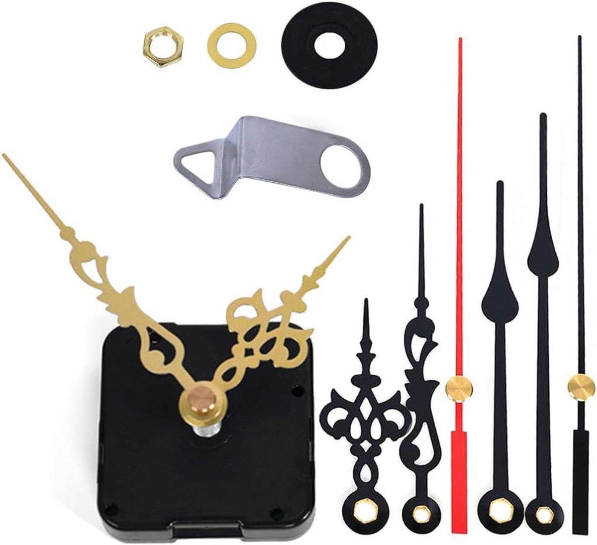 Klok Beweging Kit - Klok Motor Vervanging - Klok Reparatie - Stille Veegbeweging - 3-4 Inch As - Zwart