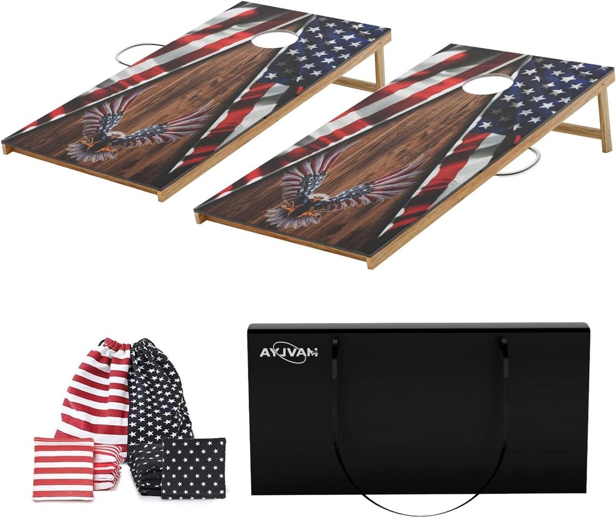Cornhole Board Set, Corn Hole Games voor Volwassenen Buiten, 2X4FT Massief Hout Regulatie Cornhole Boards met 8 Cornhole Beans Tassen & Draagtas