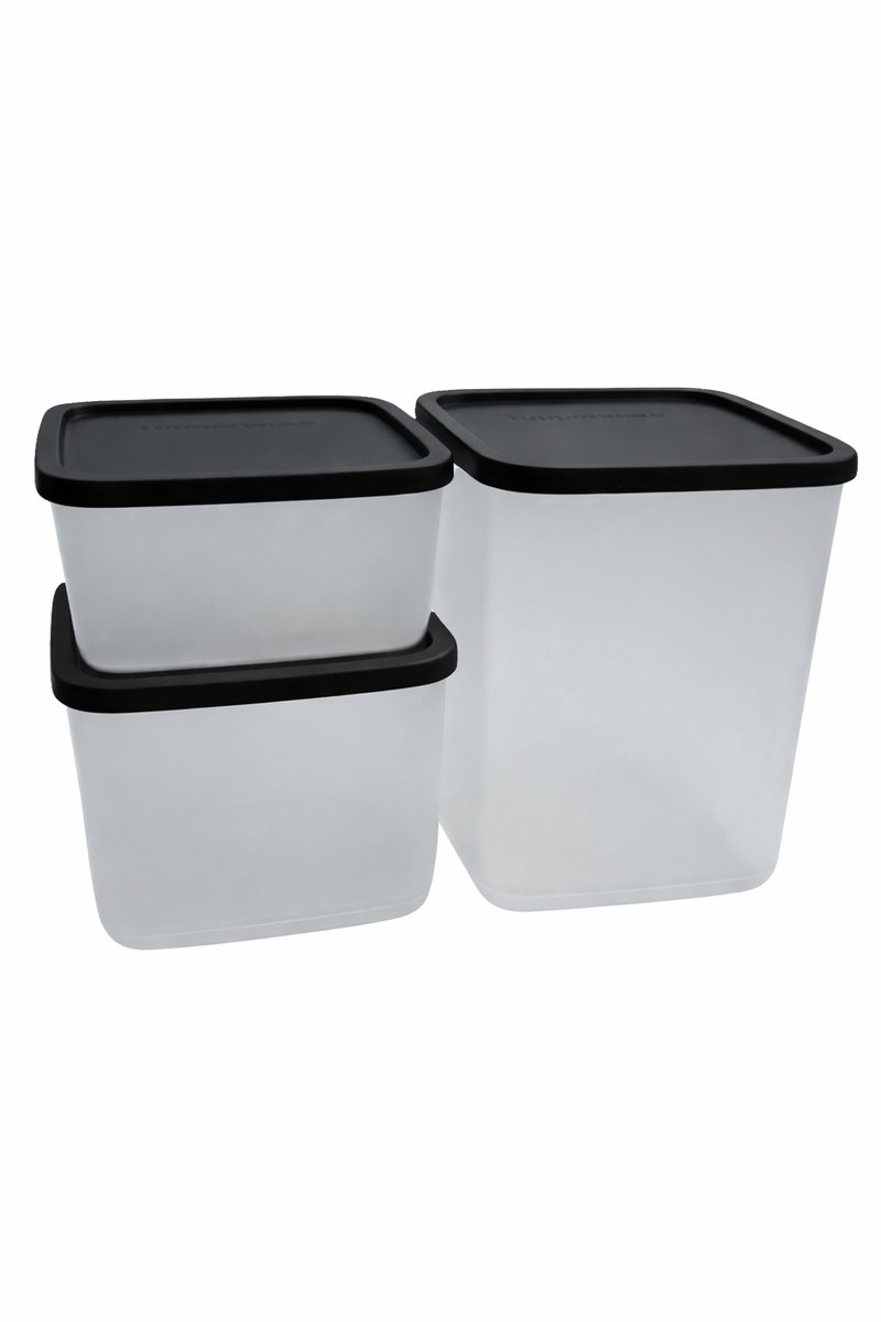 Tupperware Cubix set van 3 vierkante dozen Transparant