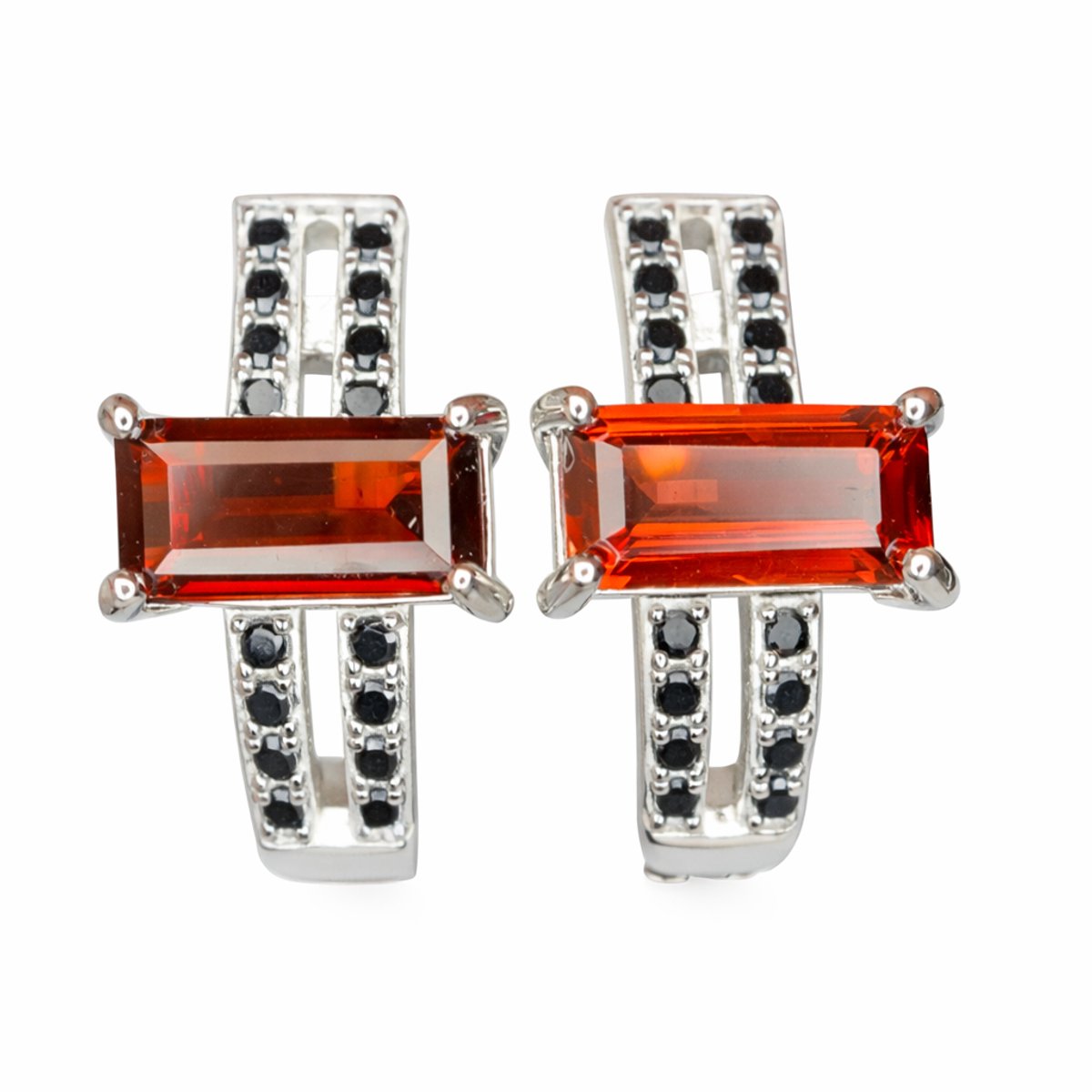 Natuurlijke Granaat Oorstekers met Spinel - 925 Zilver - Rhodium Plated - Rode Edelsteen Oorbellen voor Dames