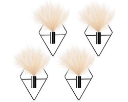 Jexine 4 stuks plantenmuurdecoratie, diamantvorm, hangende plantenbakken met kunstmatige planten, geometrische muurdecoratie, metalen hangende vaas, kamerplanten, houder voor woonkamer, badkamer, huis
