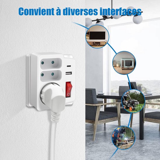 snellader kubus - 120 W adapter converter type C USB voor