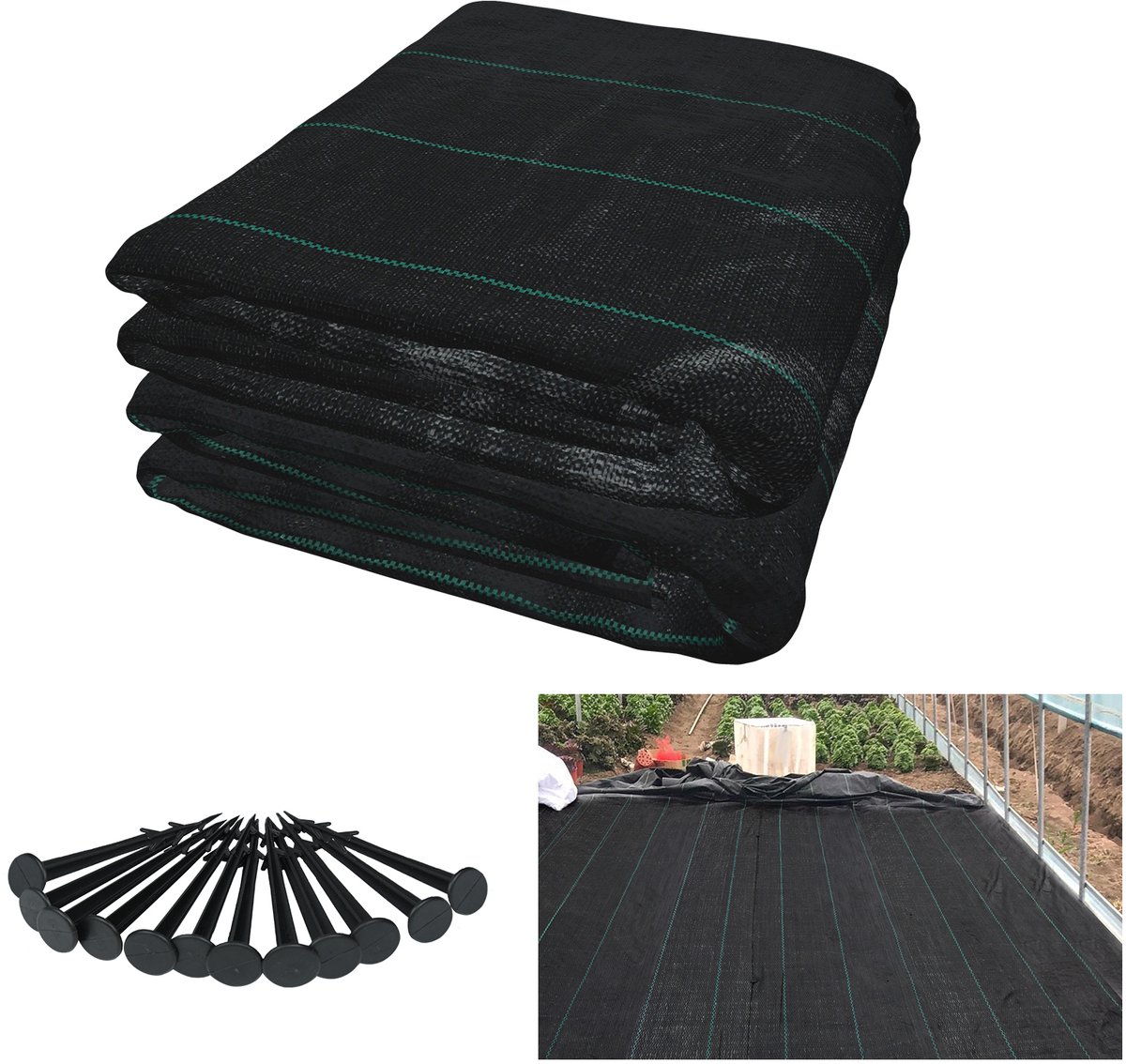 ACXIN Onkruiddoek Worteldoek Anti Onkruid Doek - Waterdoorlatend UV Bestendig Scheurbestendig Tuinvlies Gronddoek - 100g/m² - 2x5m