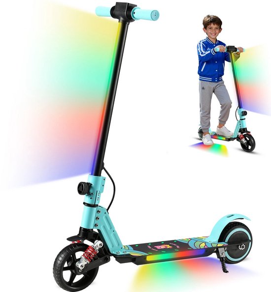 Elektrische Kinderstep 6-12 jaar 130W 14 km/u Opvouwbaar Dubbele Veerdempers LED-display Blauw Veilig