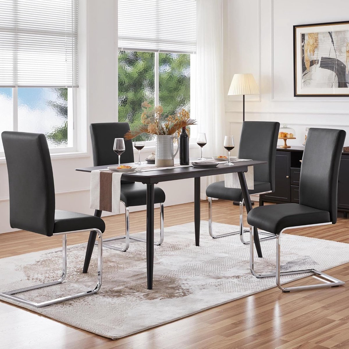 Premium Eetkamer Schommelstoel Set van – Zwart – 5x103 cm – Industrohome