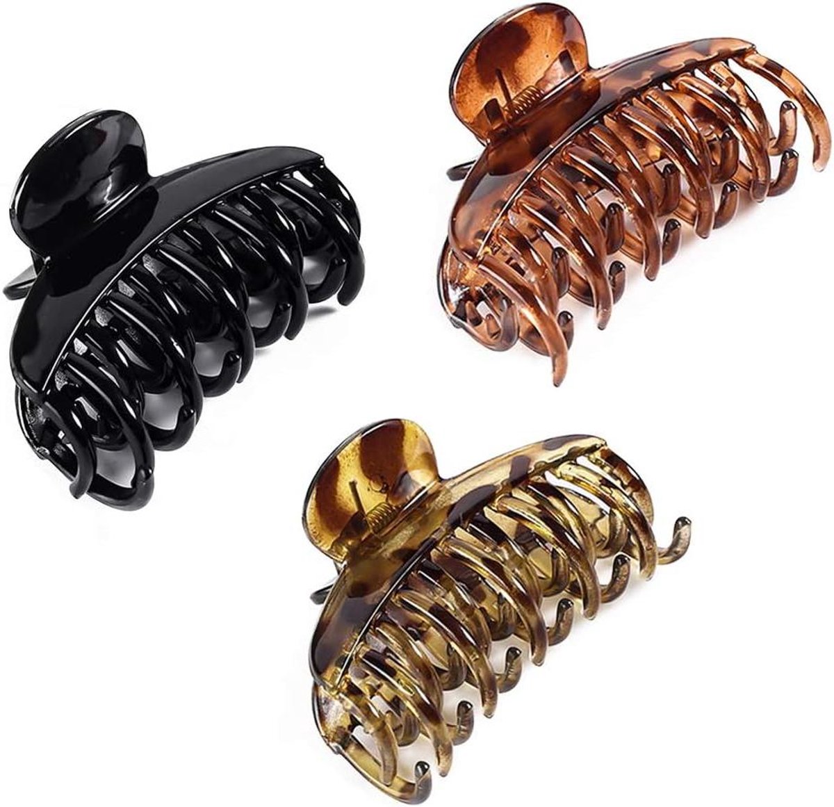 Haarklauw Clips - Haarspeldjes - Haar Styling - Dubbele Tanden Grip - 2.5 Inch - Schildpad Shell