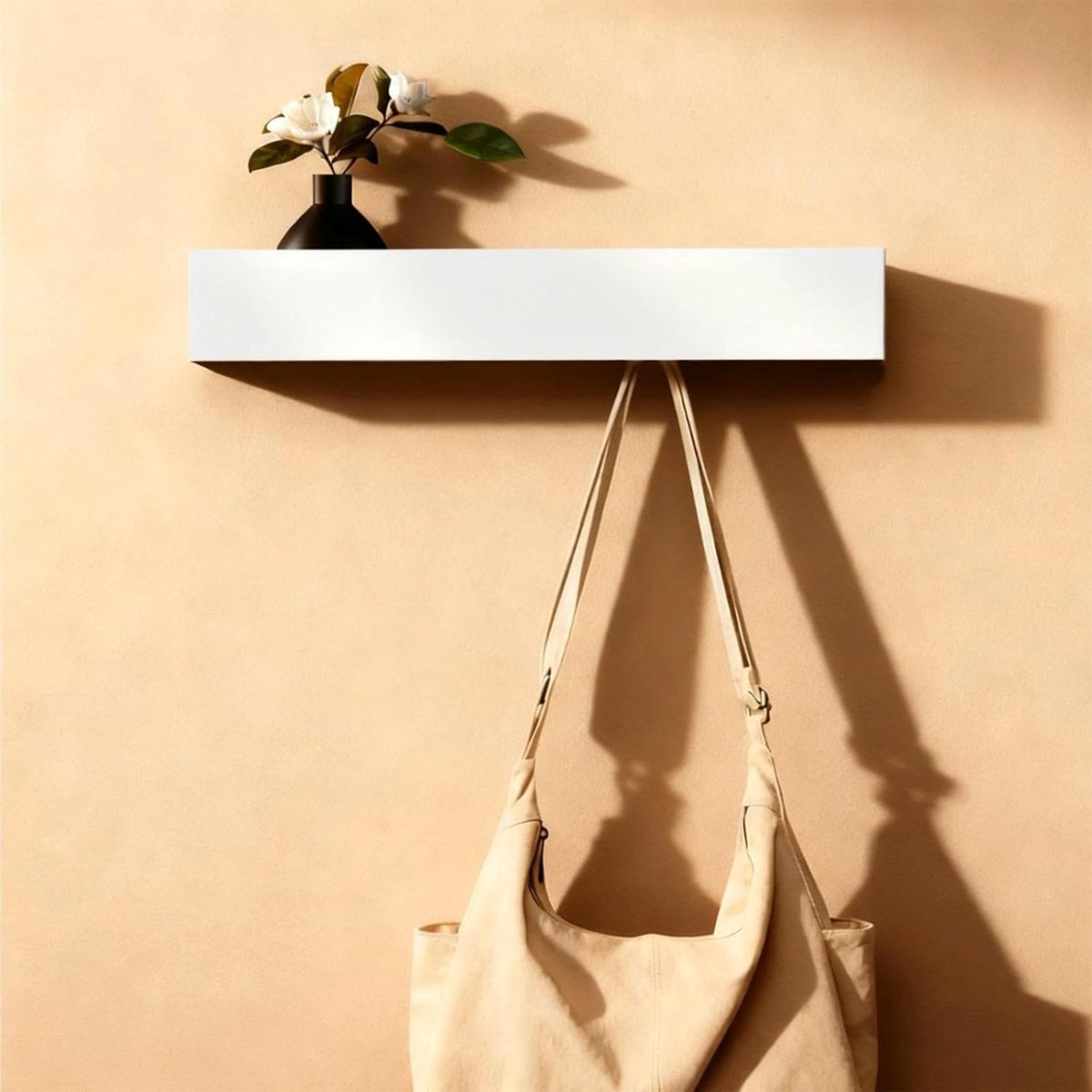 HEZIVO® Wandkapstok met hoedenplank - Muur kapstok hangend - Wandgarderobe met Plank en Haken - Hout en Metaal - Zwart