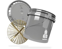 Autowas Emmer Set - Wassen Emmer Vuilzeef - Auto Poetsen - Met Grit Guard Inzetstuk - 13 Liter - Grijs Goud