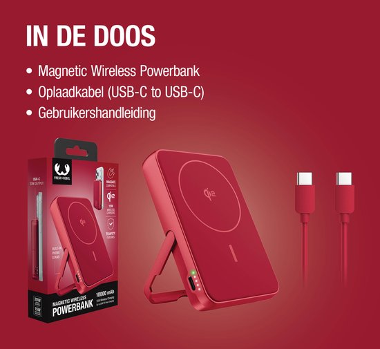 Inhoud: rode magnetische powerbank, USB-C kabel en handleiding.
