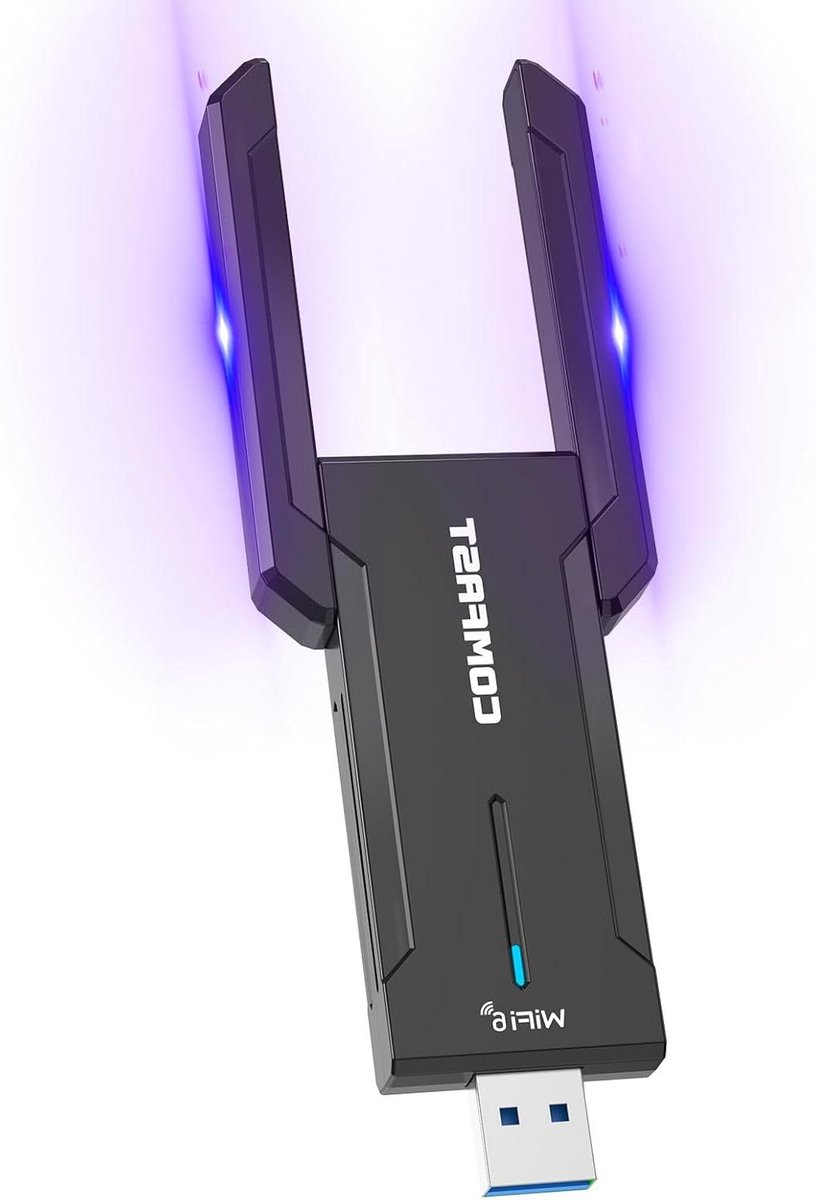 USB WiFi Adapter - Netwerk Adapter - Snel Internet - WiFi 6 Tri-Band - USB 3.0 - Zwart