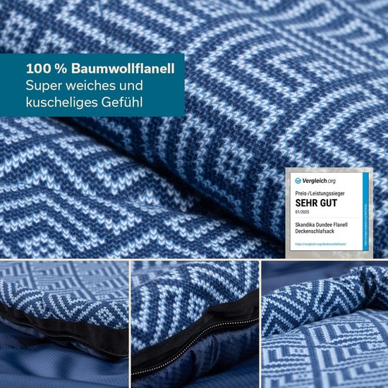 Dekenslaapzak - Kampeerslaapzak - Kamperen en Festivals - Koppelbaar met dubbele rits - 220 x 80 cm - Blauw — afbeelding 5