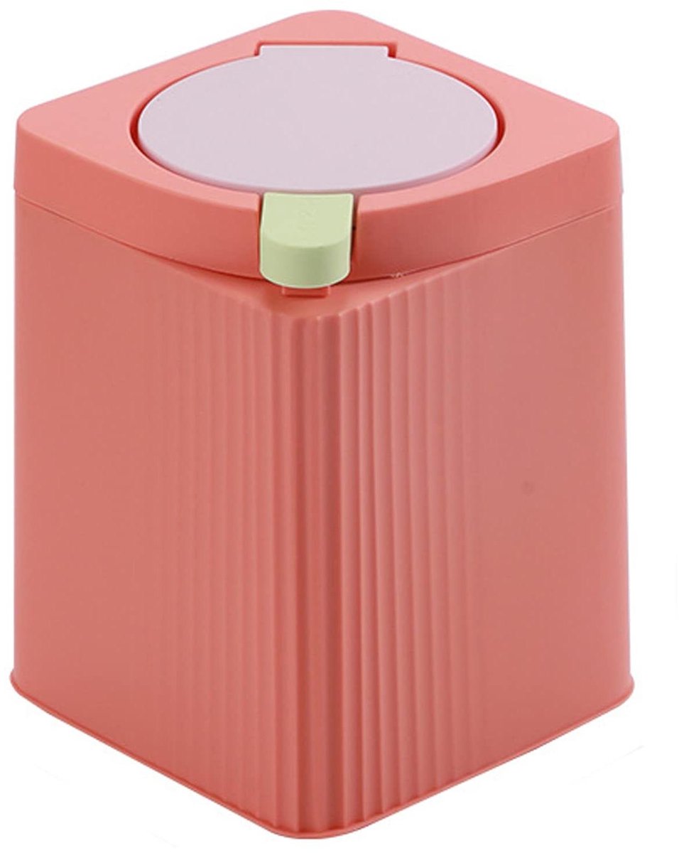 Zhongren Kleine Afvalpapierbak met Push Deksel Keuken Badkamer Woonbakken Recycling Vierkant Kantoor Afvalmand Vuilnisbak Thuis Slaapkamer Vuilnisbak Plastic -8L (Oranje)