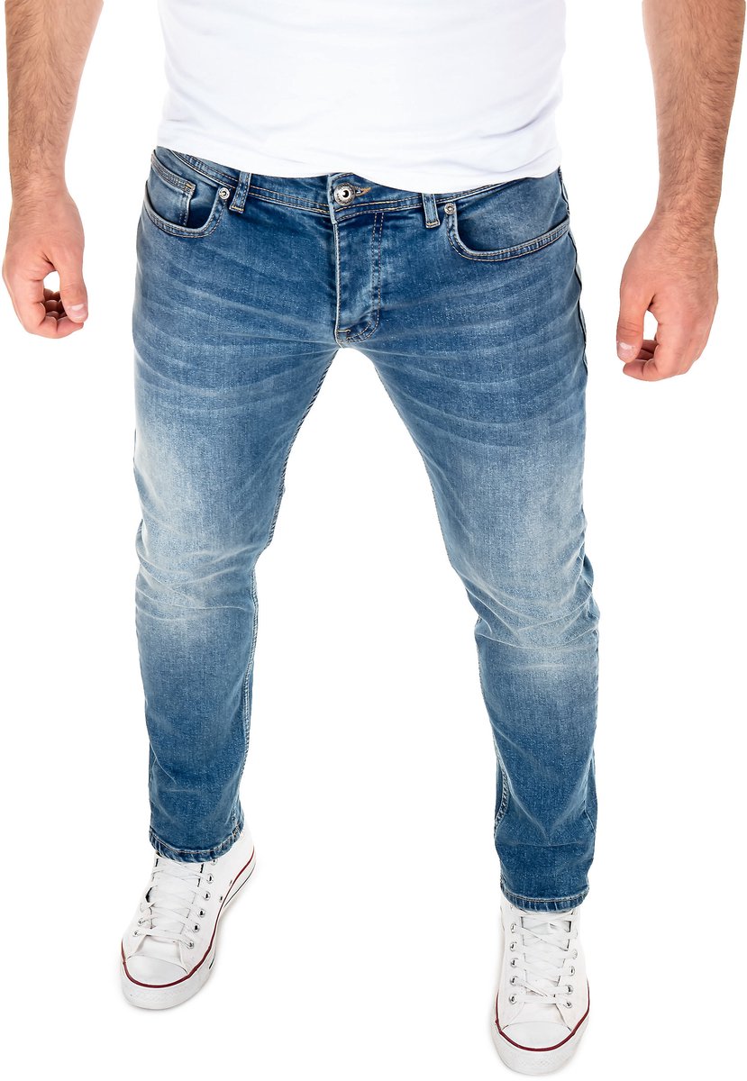WOTEGA Heren Jeans Alistar – Katoen Stretch – Blauw – 5-pocket