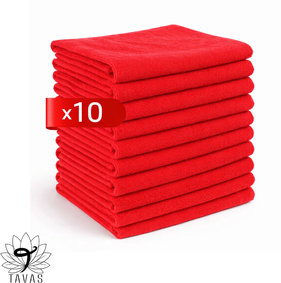 Tavas Harmonie Gastendoekjes 30x50 cm Rood Set van 10 100% Katoen Gastenhanddoek Rechthoek Handdoek Keuken Hotelkwaliteit Gastendoek