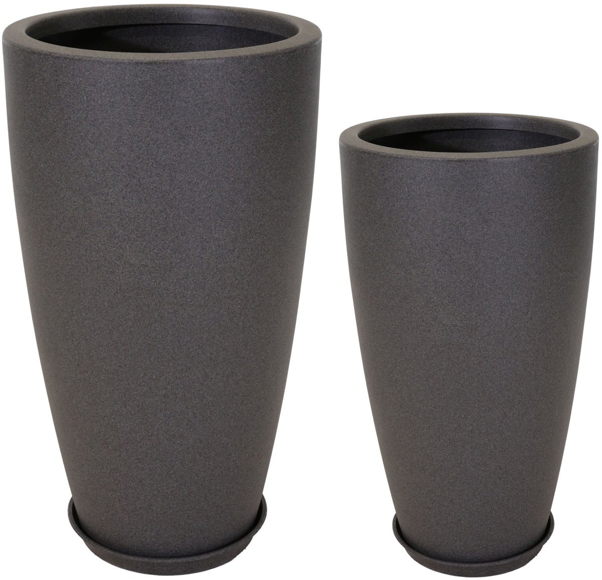 In & Out Deco Vaas set van 2 stuks - hoog 80 en 90 cm - grijs - met schotel