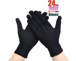 Katoenen Handschoenen Zwart Maat L - Inspectie katoenen werkhandschoenen munt sieraden werknemer etiquette handschoen - Gloves Cotton - Beschermende Handschoenen - Wegwerp Handschoenen 24Stuks/12Pairs L