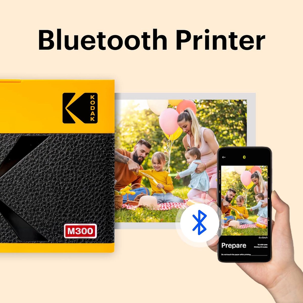 Mobiele Fotoprinter - Mini Printer - Directe Foto's Printen - 4PASS Technologie - 7.6 x 7.6 cm - Geel thumbnail 2