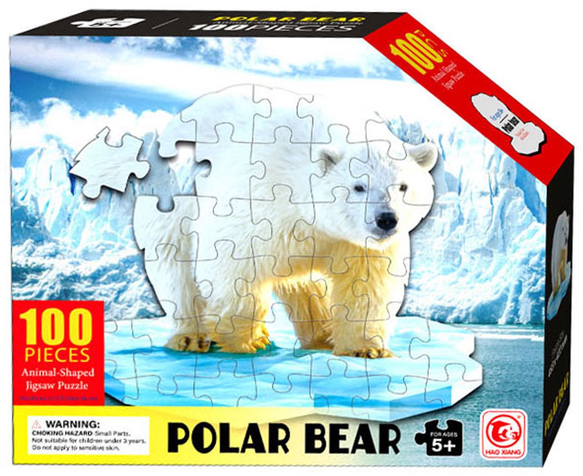 Lobbes puzzel dieren Shape Puzzel Ijsbeer 100 stukjes speelgoed.