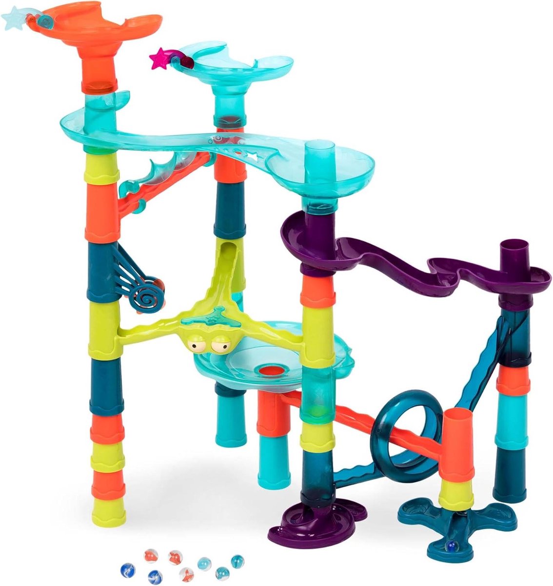 Knikkerbaan Poedelcirkels - Knikkerbaan set - Bouwen en spelen - 30 kleurrijke baandelen - 14 x 36.83 x 45.72 cm