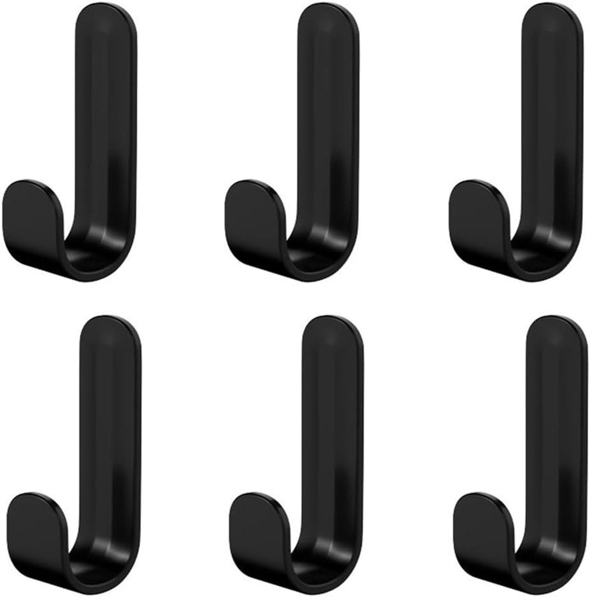 Set van 6 zelfklevende haken, 1 kg wandhaken voor badkamer, keuken en woonkamer (zwart)