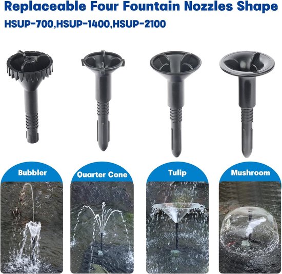 Dompelpomp Vijver - Waterpomp Fontein - Tuin Waterpartijen - Verstelbare Waterstroom - 185 GPH — afbeelding 5