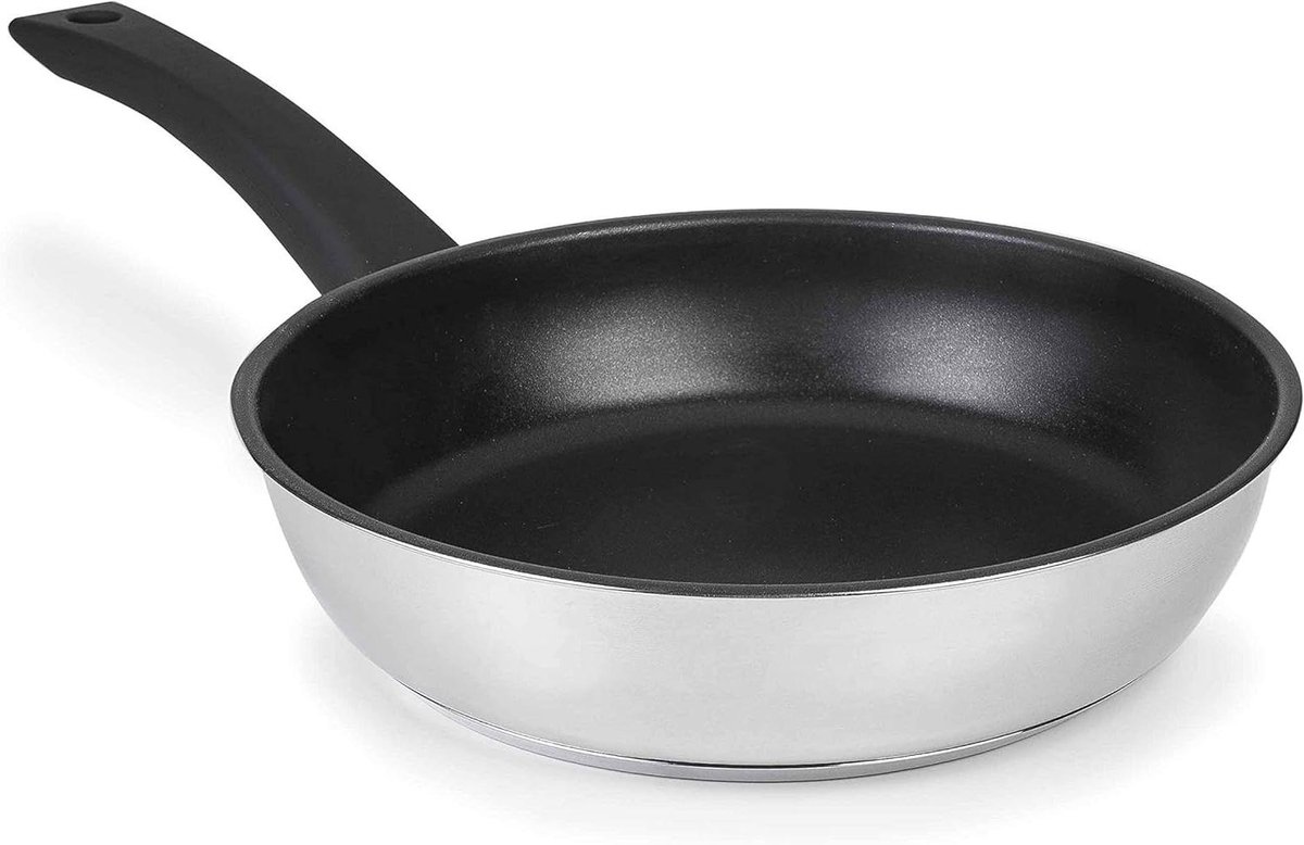 Gladde Koekenpan - Roestvrij Staal Pan - Snel Koken - Drie Laags Ontwerp - 22 cm Diameter - Zilver