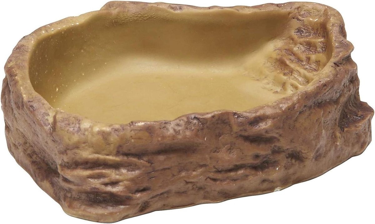 Voederschaal Reptiel - Voederbak Terrarium - Voeding Geven - Natuurlijke Rotslook - 1 Gallon - Grijs