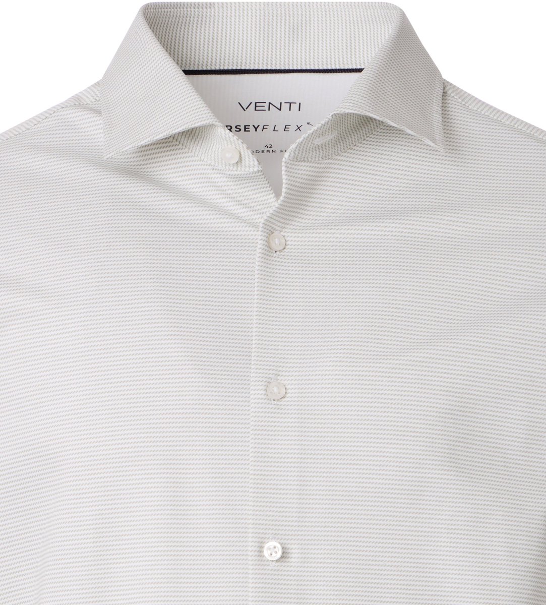 VENTI modern fit overhemd - jersey - lichtgroen gestreept - Strijkvriendelijk - Boordmaat: 40