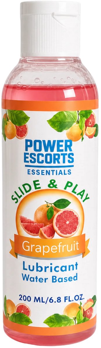 Glijmiddel op Waterbasis 200 ml – Grapefruit Smaak – Power Escorts Slide & Play – Geschikt voor Condooms