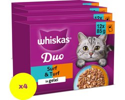 Whiskas Kattenvoer - Adult 1+ - Duo Surf & Turf in Gelei - 4x12x85g
