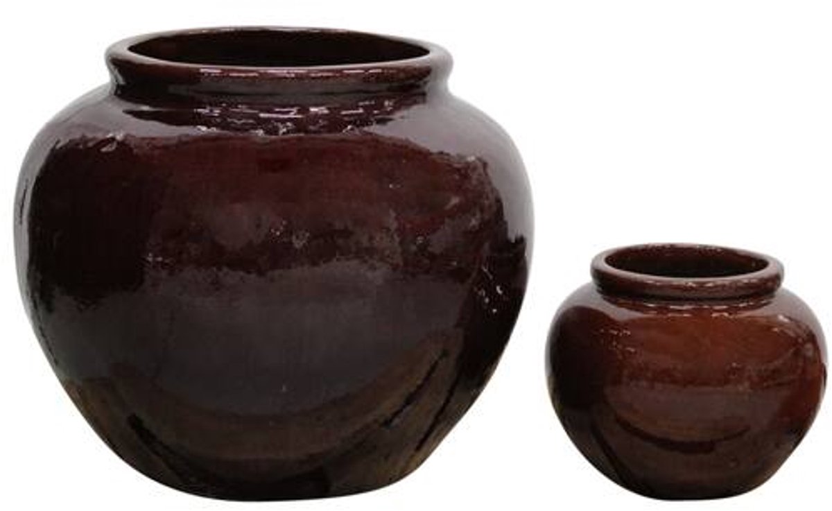 Terracotta bloempotten set 2-delig – bruin 70 cm