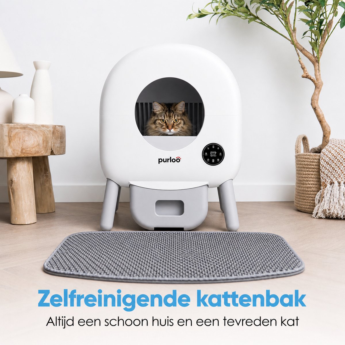 Purloo Automatische Kattenbak 65L XXL - Zelfreinigend + App