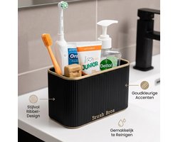 Brush Bros - Tandenborstelhouder - 4 Compartimenten - Drainage Basis - 3D Geprint - Gold/Black
