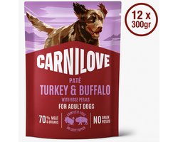 Carnilove Dog Pouch Paté Turkey & Buffalo with Rose Petals 12 x 300 g